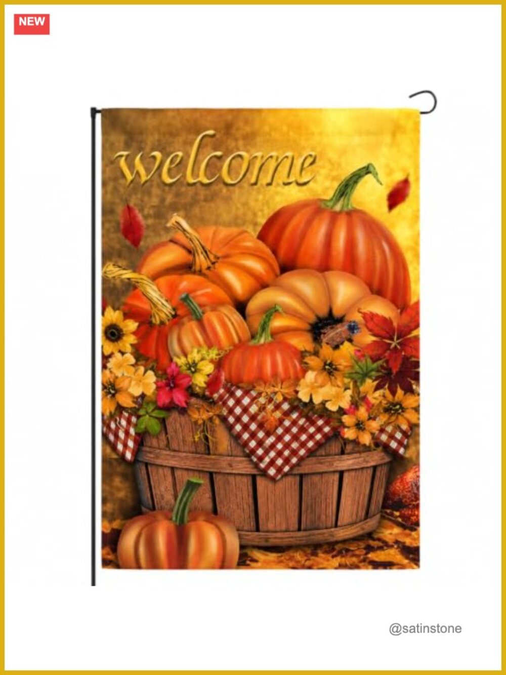 Fall Garden Flag 12x18 Inch Double Sided Burlap Welcome Pumpkin Thanksgiving